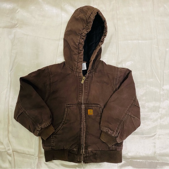 Carhartt Other - Carhartt Youth Hooded Canvas Jacket Brown Size 4T Full-Zip Casual Outdoor